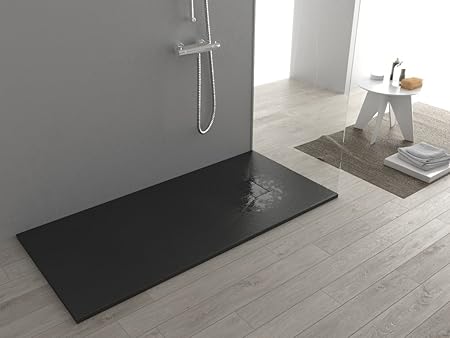 Dünne Duschwanne in Glasstone H.2,5 Cm Steinoptik anthrazit Playa