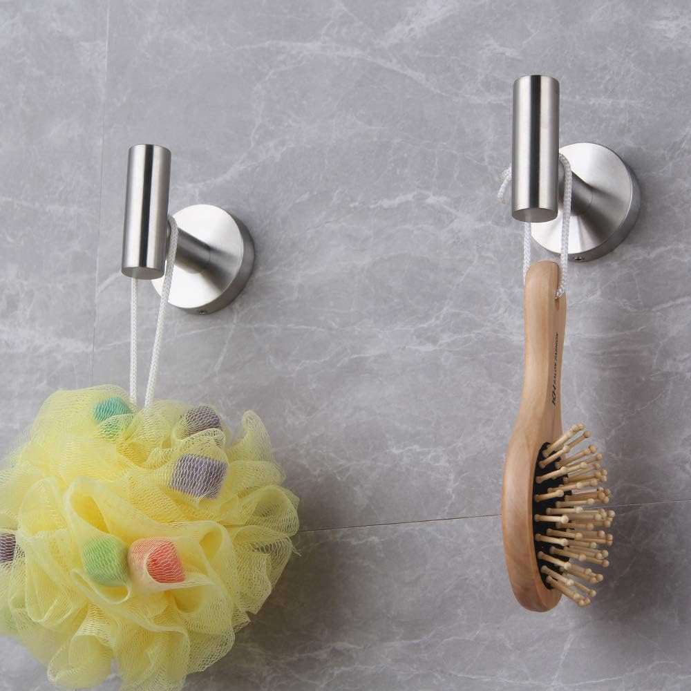 GERZWY Bathroom Matte Black Coat Hook SUS 304 Stainless Steel Single Towel/Robe Clothes Hook for Bath Kitchen Contemporary Hotel Style Wall Mounted 2 Pack AG1107B-BK - - 