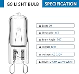 SCNNC G9 Halogen Bulbs 230V 40W Dimmable 480LM 2700K 360° 10 Pack view 3