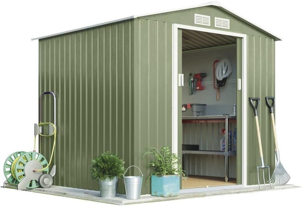 Metal Garden Shed Large Outdoor Storage 9.1 x 6.3 with Sliding Doors