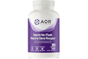 AOR Niacin No-Flush Vitamin B3 with Inositol, 180 Capsules 6 Months Supply - Vegan, Non-GMO & Gluten-Free - Inositol Hexaniac