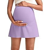 G4Free BareFeel Maternity Tennis Skirt with 2 Pockets Inner Shorts Over The Belly Stretchy Pregnancy Workout Skorts Golf