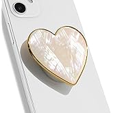 OnTheGrip Cute Natural Seashell Design Heart Shape Collapsible Mobile Phone Grip Stand Holder for Smartphone Tablet Cell Phone Accessory (Crème)