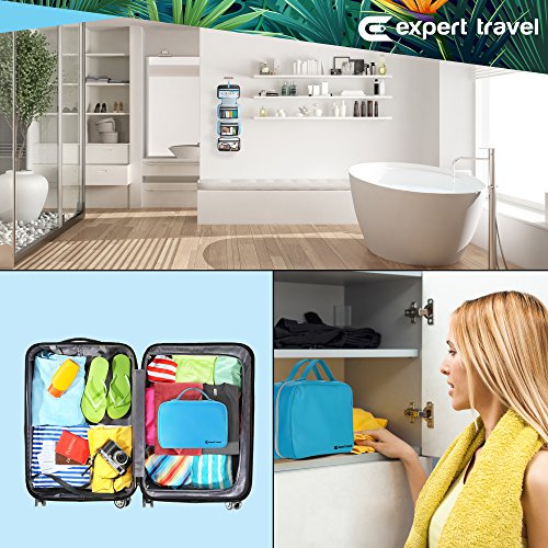 Hanging Travel Toiletry Bag for Men and Women | Makeup Bag | Cosmetic Bag | Bathroom and Shower Organizer Kit | Leak Proof | Large (34”x11”)