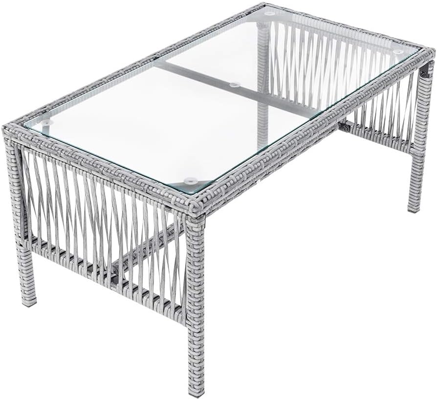 Ssline 4pcs Outdoor Chair Sofa Set With Side Table Cushions Pillows Patio Wicker Furniture Set Cushioned Armchair Loveseat Glass Top Coffee Tables For Lawn Pool Balcony Deck Backyard Black B Type Patio Lawn Garden