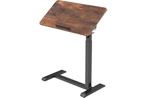 ETHU Overbed Table 28-42.3" Adjustable Laptop Desk with Wheels, Rolling Bedside Tray for Hospitable & Home Use - Tilting Sit 