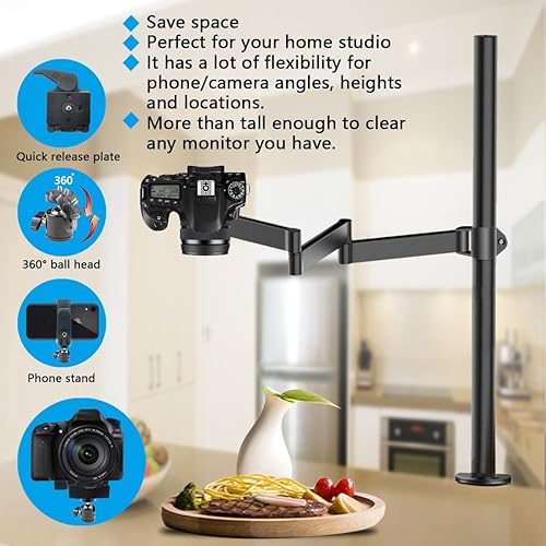 Overhead Camera Mount Phone Holder For Cooking Heavy Desktop