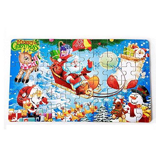 szwanhuixing Merry Christmas 60 pieces of tin puzzle wooden puzzle children early childhood education puzzle wooden cartoon toys