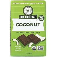 Taza Chocolate Organic Amaze Bar 70% Stone Ground, Coconut, 2.5 Ounce (1 Count), Vegan