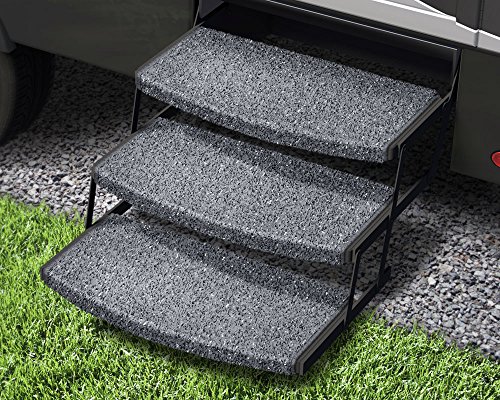 Prest-O-Fit 2-4050 Stone Gray 22" Wide Wraparound Radius RV Step Rug, 3 Pack, - Thumbnail 2
