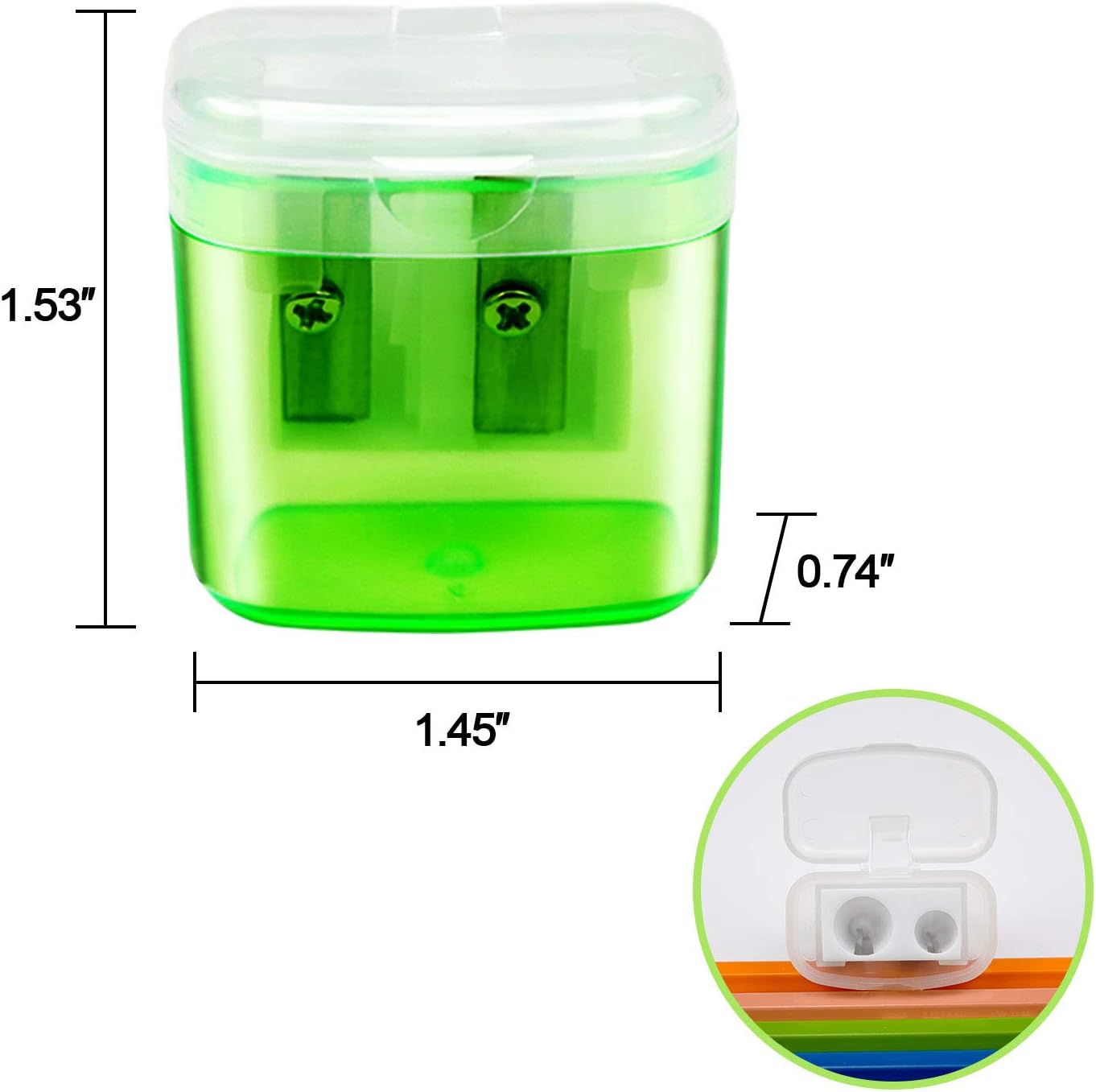 MENOLY 20 Pack Pencil Sharpeners Manual Double Hole Pencil Sharpener with Lid Hand for School Office Home (Pink/Yellow/Green/Blue) : Office Products