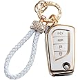 Gematay for Toyota Key Fob Cover with Lanyard, Key Case Shell Compatible with Toyota Fortuner Tundra Camry RAV4 Highlander Corolla Smart Key Holder