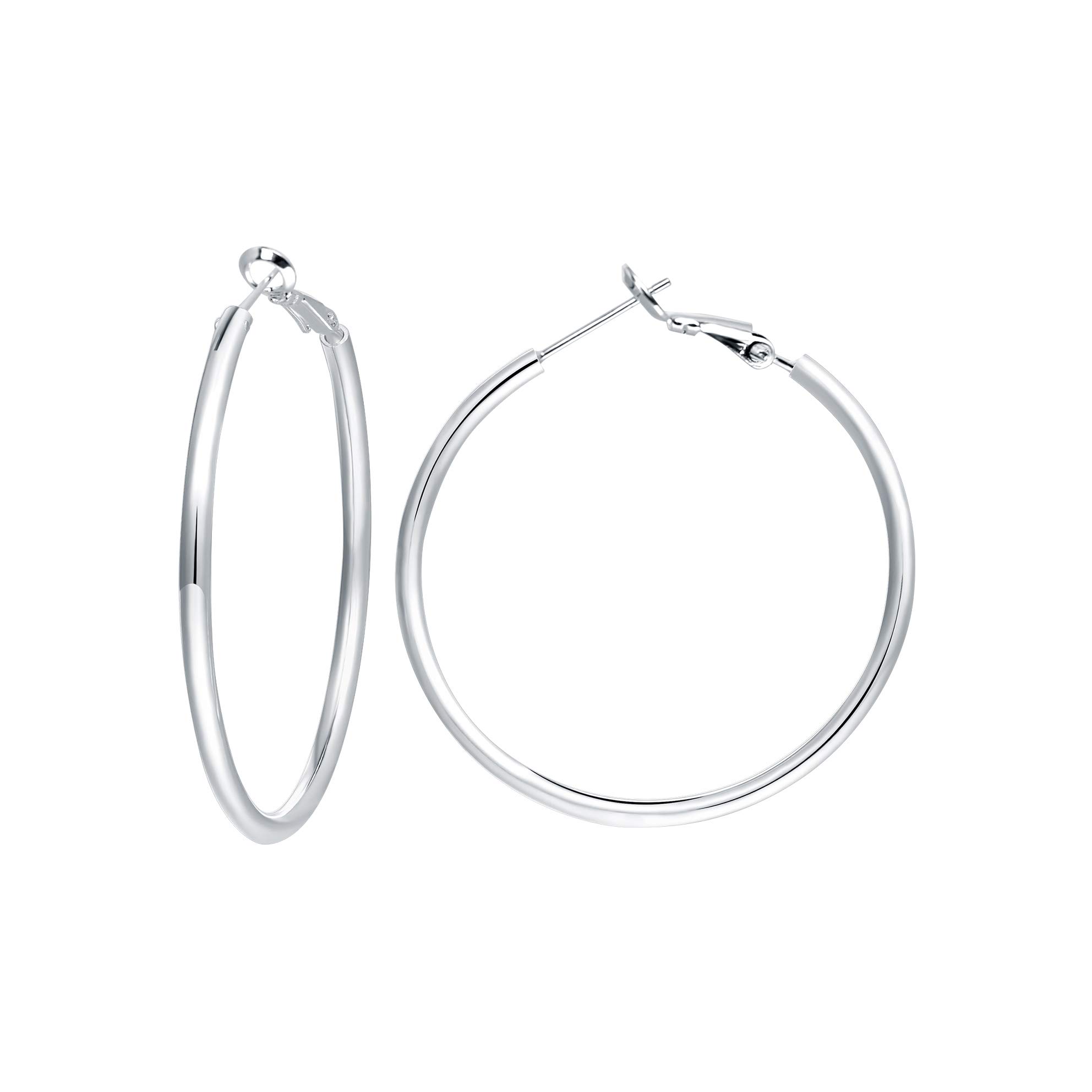 Silver Hoop Earrings Hypoallergenic Endless 925 Sterling Silver Hoops Earrings for Women Girls Large Hoop Earrings Gifts Valentine's Day Gifts(40mm)
