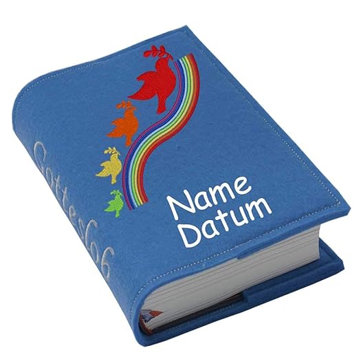 Gotteslob Gotteslobhulle Hulle Regenbogen Rot Filz Mit Namen Bestickt Einband Umschlag Personalisierte Gesangbuchhulle Farbe Blau Amazon De Baby