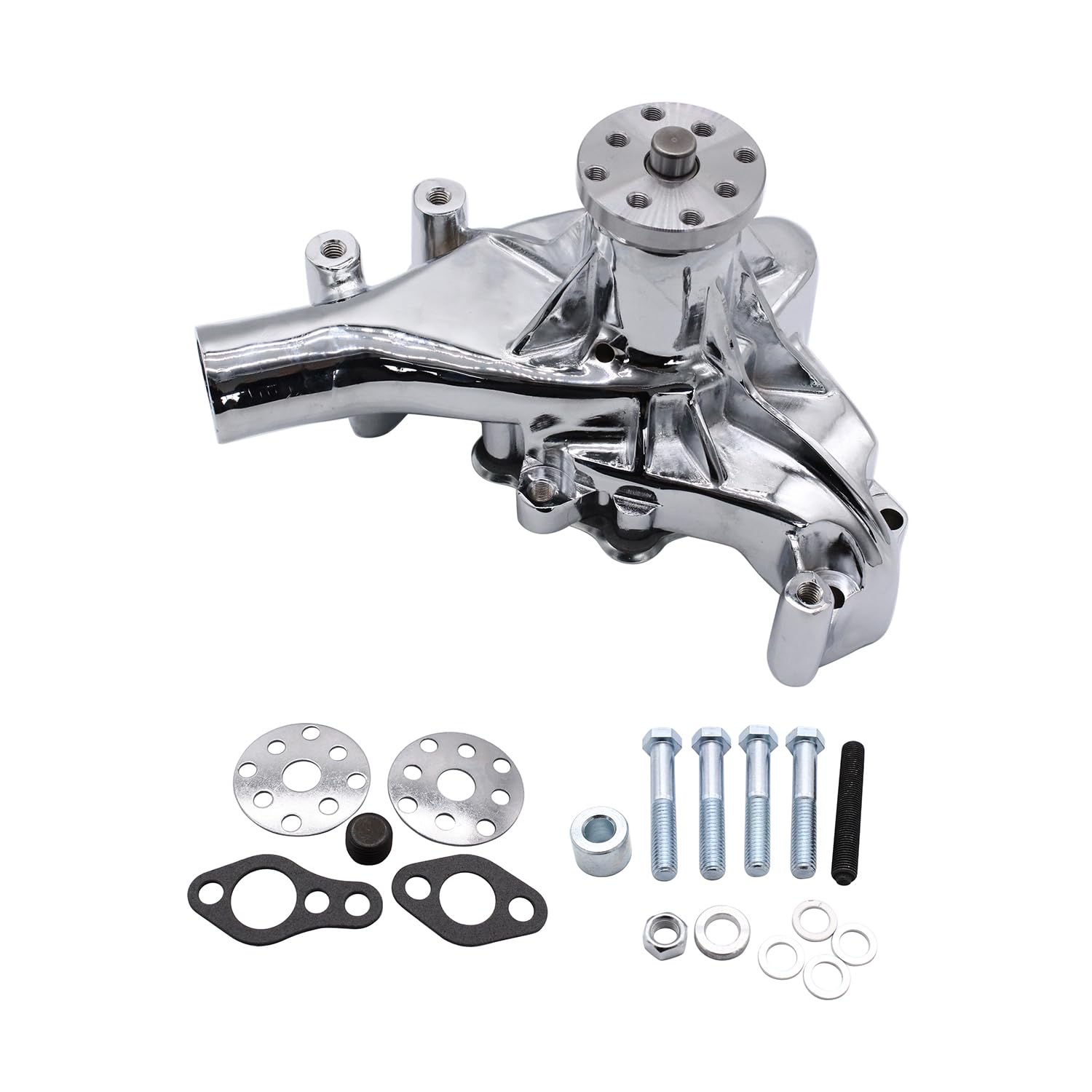 Photo 1 of Chrome High Volume Aluminum SB Chevy Water Pump Long Style Compatible for SBC 283 327 350 383