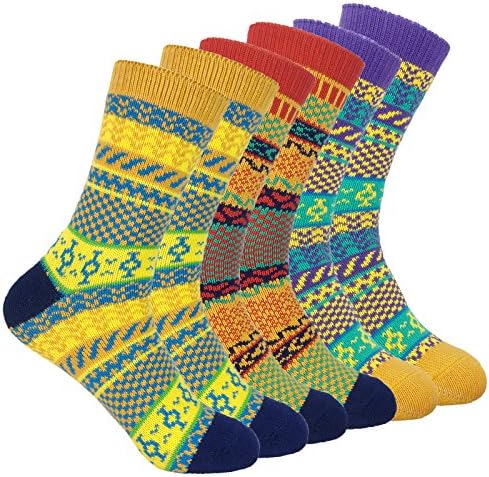 Men's Colorful Pattern Design Soft Cotton Casual Dress Crew Socks 3-pack(Size 5-10)