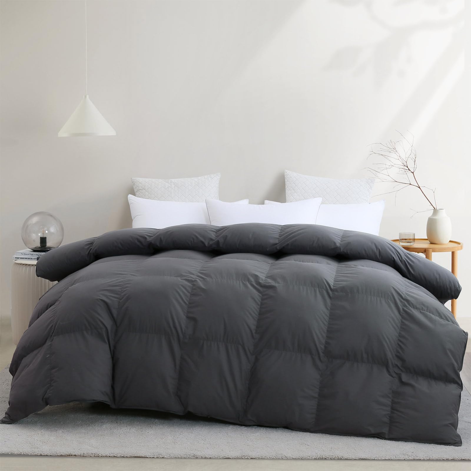 L LOVSOUL Grey Goose Down Comforter King Size,All