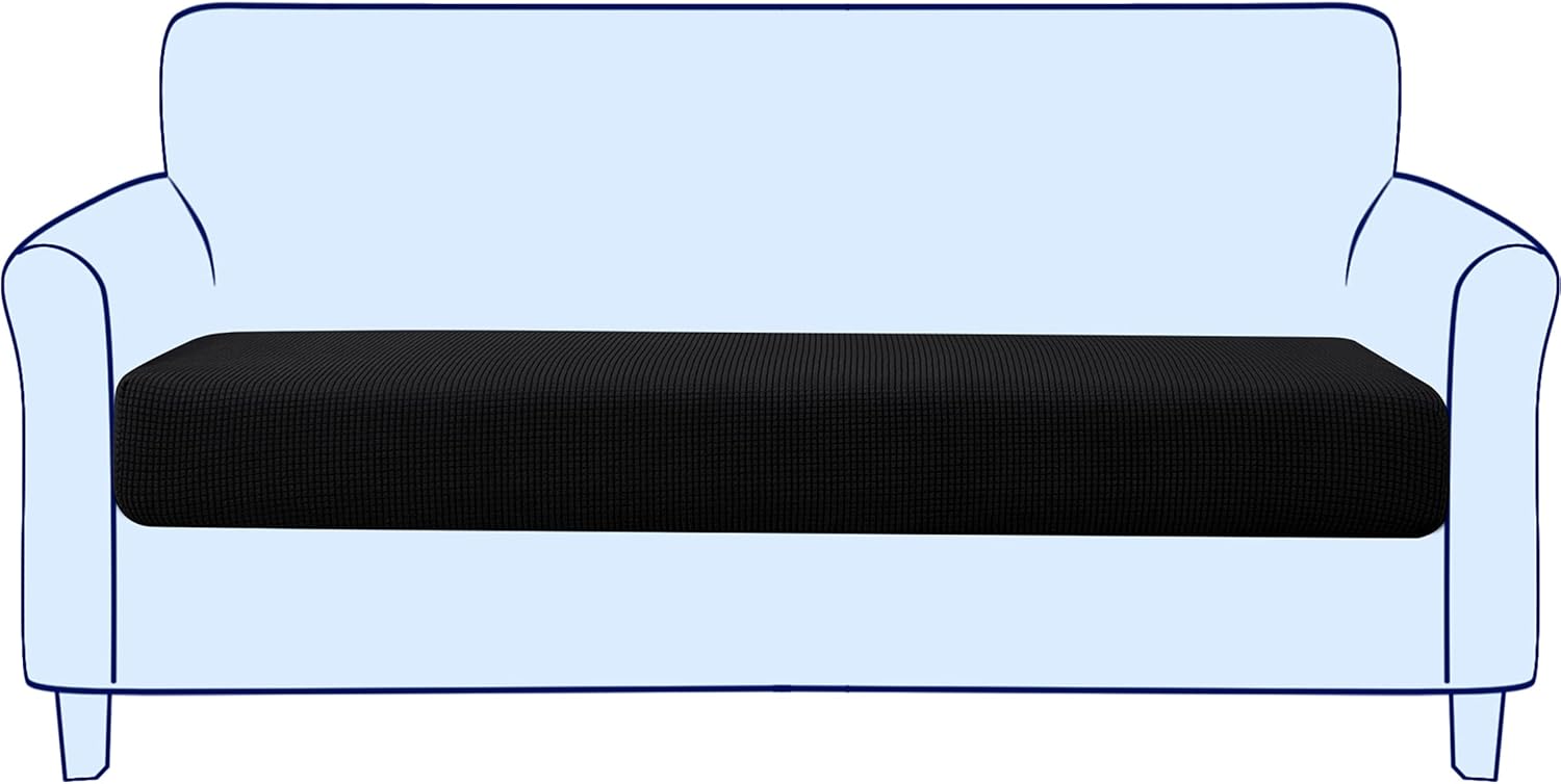 Slipcovers - subrtex Couch Slipcover RV Seater Slip Covers Loveseat Stretch Durable Sofa Spandex Elastic Furniture Protector for Settee Seat for Replacement in Livingroom, Medium, Black