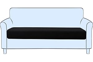 subrtex Couch Slipcover RV Seater Slip Covers Loveseat Stretch Durable Sofa Spandex Elastic Furniture Protector for Settee Seat for Replacement in Livingroom, Medium, Black