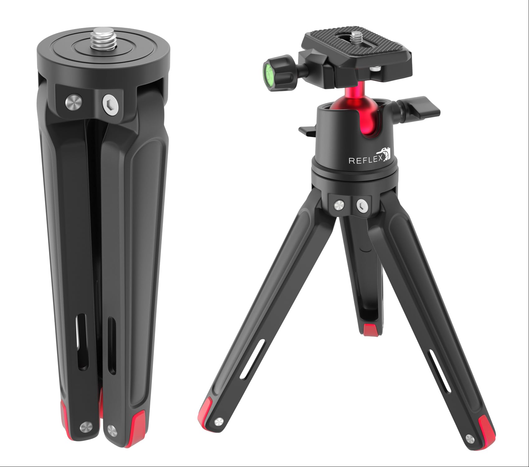 REFLEX CAMERA Metal 9" Mini Tripod Desktop Tripod with 360° Ball Head and 1/4" Screw for DSLR Cameras, Smartphone, Projectors, Webcams with Quick Release Plate & Bubble Spirit Level, 5Kg Load