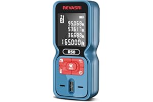 REVASRI Laser Measure 165feet Laser Distance Meter, ±1/16inch Accuracy Digital Measurement Tool, Easy to Use, Measure in Meters/Feet/Inches/Ft+in (Battery Included)