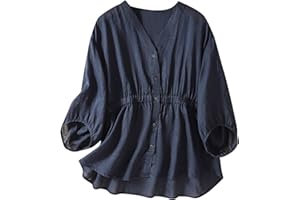 KULUZEGO V Neck Linen Tshirts for Women Summer Fall 3/4 Dolman Sleeve Relaxed Fit Long Basic Tee Shirt Tops Women 2024 FN