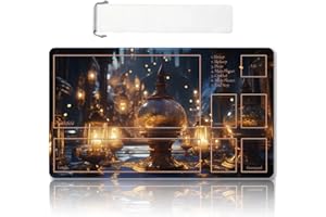 DAUXID Premium Stitched MTG Playmat with Zones and Non-Slip Rubber Backing - TCG Play Mat for MTG and Other Card Games - Colorful Design with Vintage Look and Feel (DKT (115),Zones)