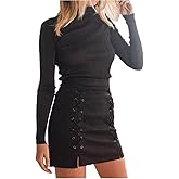 ELSTAROA Women's Faux Suede High Waist Button A-Line Mini Pencil Skirt