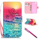 iPhone 7 Case, iPhone 7 Wallet Case, Firefish [Kickstand] [Shock Absorbent] Double Protective Case Flip Folio Slim Magnetic Cover with Wrist Strap for Apple iPhone 7 4.7
