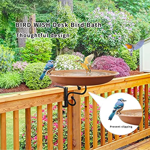 BIRD WISH Deck Mounted Bird Bath, Adjustable Lightweight Weather