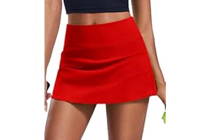 PINSPARK Pleated Tennis Skirts for Women with Short Pockets High Waisted Athletic Golf Skort Workout Pickleball Mini Skirt