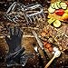 Ciko 3 Barbecue Tool Sets Grilling Bbq Thermometers Digital Extreme Heat Resistant Silicone BBQ /Cooking Gloves Meat Shredder Claws for Barbecue Grilling Baking Cooking