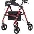 Walker for Seniors, Lightweight Rollator Walker with seat, Foldable Rolling Walker with 8 inch All Terrain Rubber Wheels, Ergonomic Adjustable Handles and Backrest for Seniors and Adult.