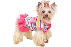 Yikeyo Small Dog Dress Pink Dog Dress Summer Puppy Dresses Female Pet Dress for Small Dog Girl Dog Dress for Yorkie Chihuahua Lace Tulle Bow Dress for Dog Dog Dress for Small Dog (Rose，XS