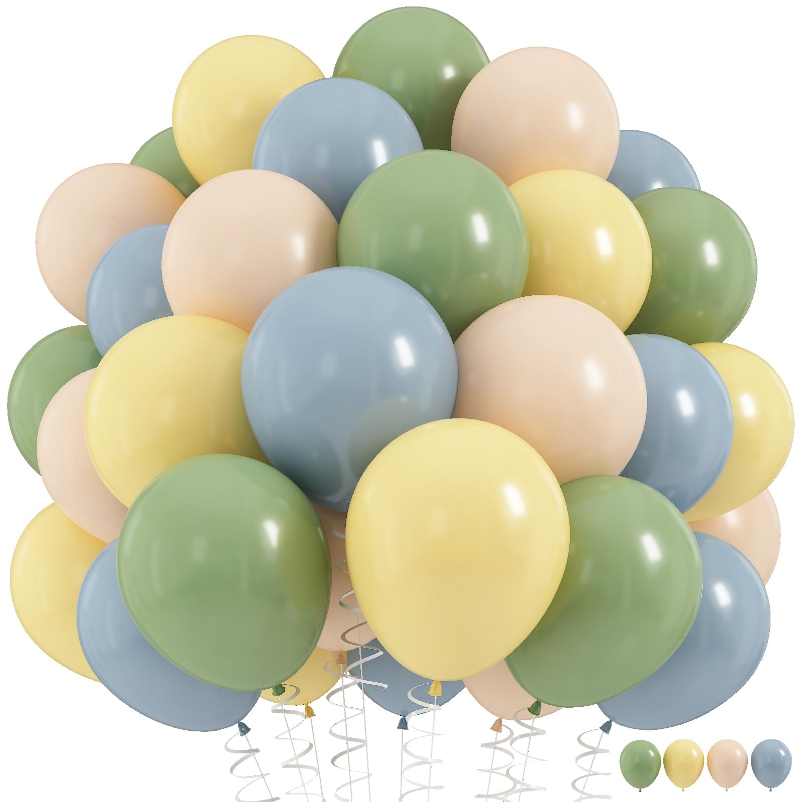 Photo 1 of Sage Green Dusty Blue Yellow Balloons Set, 60Pcs 12 Inch Olive Green Macaron Yellow Slate Blue White Sand Cream Latex Balloons for Birthday Wedding Baby Shower Wild One Party Deocrations SuppliesLPNPMEX5758514
