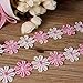 Yalulu 5 Yards Classic Mini Pink Daisy Sun Flower Lace Trim DIY Ribbon Art Crafts Tape Decoration
