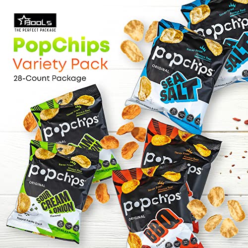 PopChips Variety Pack, Sea Salt, BBQ, Sour Cream & Onion, 0.8 Oz. Bags