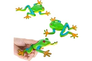 Chalyna 3 Pieces Frog Toys Rubber Frogs for Kids Realistic Frog Figurines Simulation Animal Model Soft Stretchy Spoof Vent Stress Toy Frog Party Decor Passover for Relief Passover Gifts