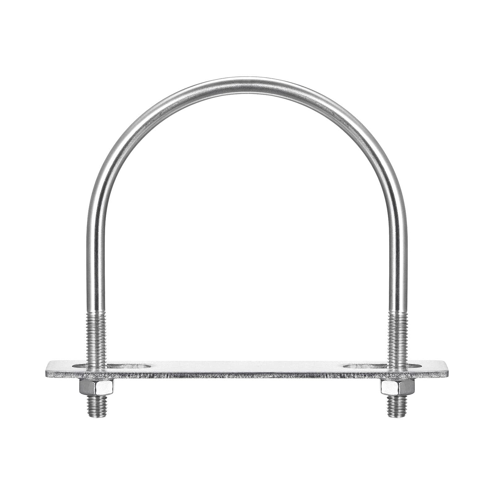 TA-VIGOR 2 sets M8 Round U-Bolts, 102mm Inner Width 130mm Length 304 Stainless Steel U-Bolts with Nut, Plate, Washer for Attaching Piping Conduit Cable Tube Brackets Boat Trailer