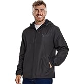 Reebok Rain Jacket Men with Hood, Windbreaker Men Lightweight Waterproof Jacket