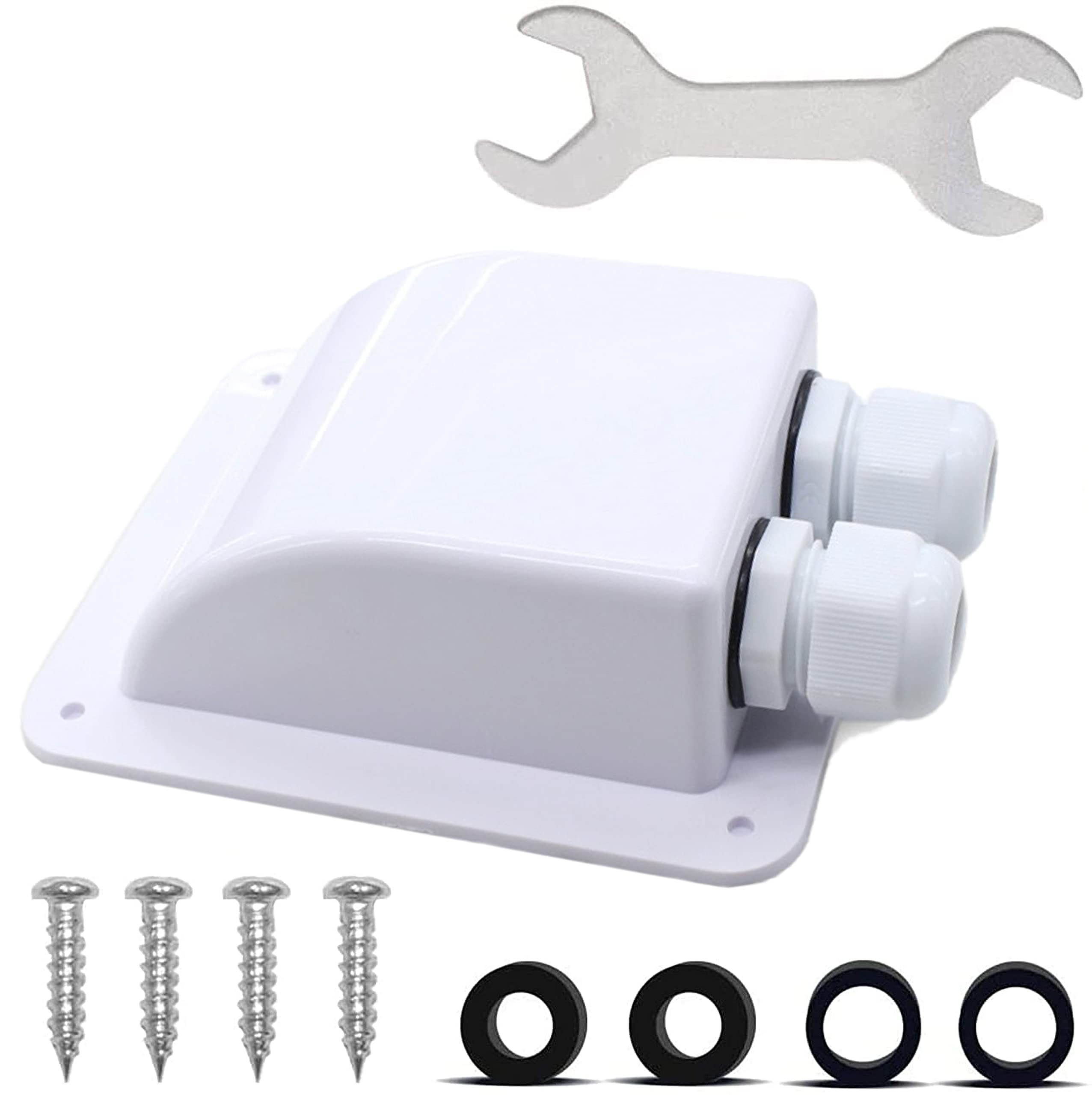 ABS Double Solar Cable Entry Gland Housing, Weatherproof Cable Entry Plate for All Cable Types 4mm² to 12mm² for Solar Project Installation on RV Camper Van Travel Trailer Boat Solar Panels