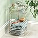 mDesign Free Standing Bathroom or Shower Storage Shelves for Towels, Soap, Shampoo, Lotion, Accessories - 2 Tier, Satin