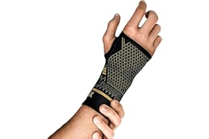 INDEEMAX Copper Wrist Compression Sleeve 1 Pair, Comfortable Hand Brace Support for Arthritis, Tendonitis, Sprains, Workout, 