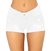 Govc Women Casual Summer Mid Waist Stretchy Denim Jean Shorts Junior Short Jeans