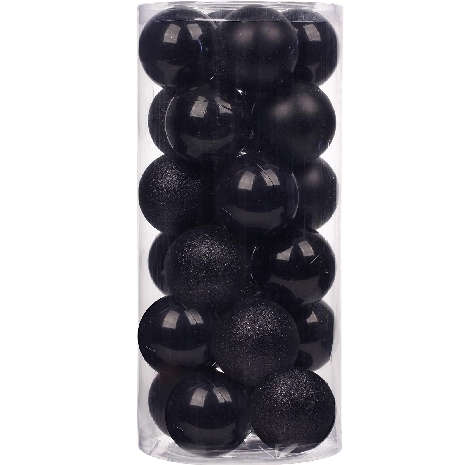 Emopeak 24Pcs Black Christmas Ornaments for Tree Decor, 1.57 Inch Mini Christmas Balls Ornaments, Shatterproof Xmas Hanging Baubles for Holiday Wedding Party Decoration