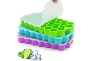 Ice Cube Trays for Freezer, 3 Pack Ice Cube Tray with Lid, Silicone Ice Cube Mold with Lid-37 Grid,Easy-Release Reusable 111 