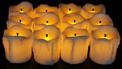 Satyam Kraft Plastic LED Tea Light Candles (Yellow) -Box of 12