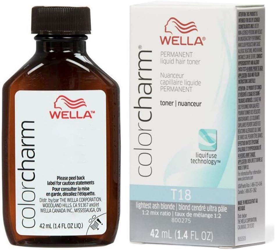 T18 Color Charm Wella Lightest Ash Blonde Permanent Hair Dye Toner 1.4 oz