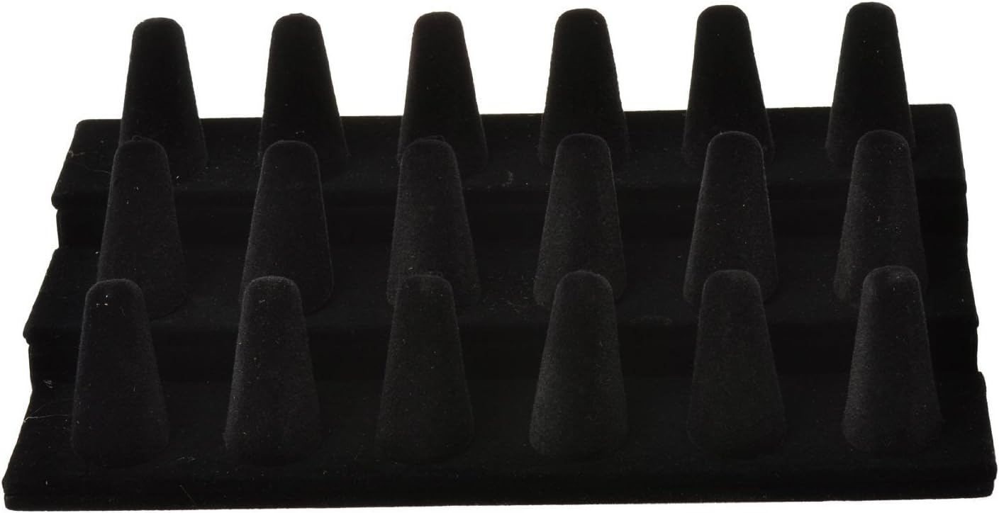 Bocar Black Velvet Finger Ring Display Showcase Organizer Holder Jewelry Storage Counter (18JZZ): Home & Kitchen