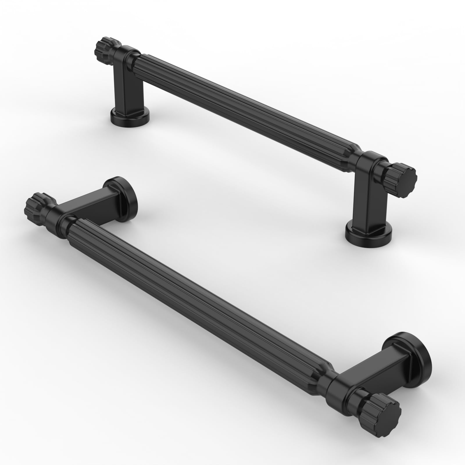 FURNIWARE Pack of 10 Cabinet Handles Matt Black Kitchen Door Handles Hardware Drawer Pulls Kitchen Cabinet Door Handles Pull-128mm(5 Inch) Hole Center